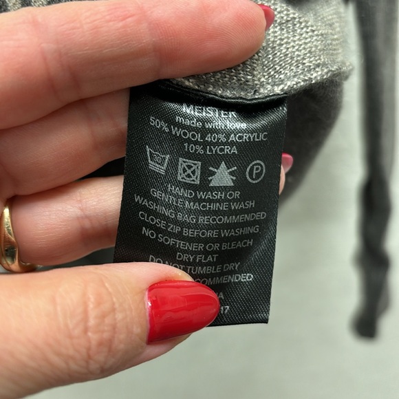 Meister 1/4 Zip Merino Wool Blend Sweater Size Medium Gray Ski Winter Warm - Picture 5 of 6